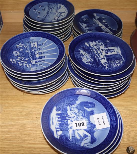 A quantity of Royal Copenhagen Christmas plates, etc.